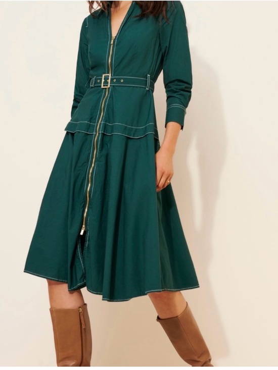 Anthropologie Dresses & Skirts - Anthropologie Long-Sleeve Belted Front-Zip Midi Dress